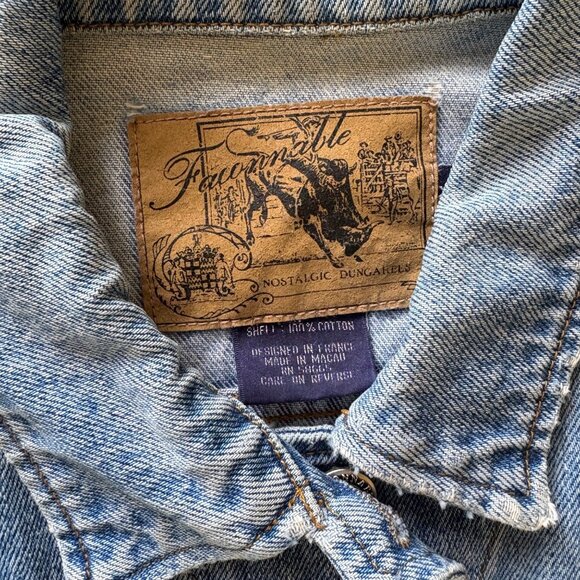 VTG Faconnable Denim Jacket Women's Size XL Blue Jean Classic France Ladies - Picture 4 of 5